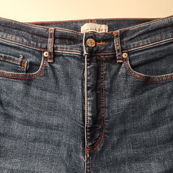 Loft Jeans Size 28/6 The Slim Flare High Rise Medium Dark Wash - Picture 4 of 10